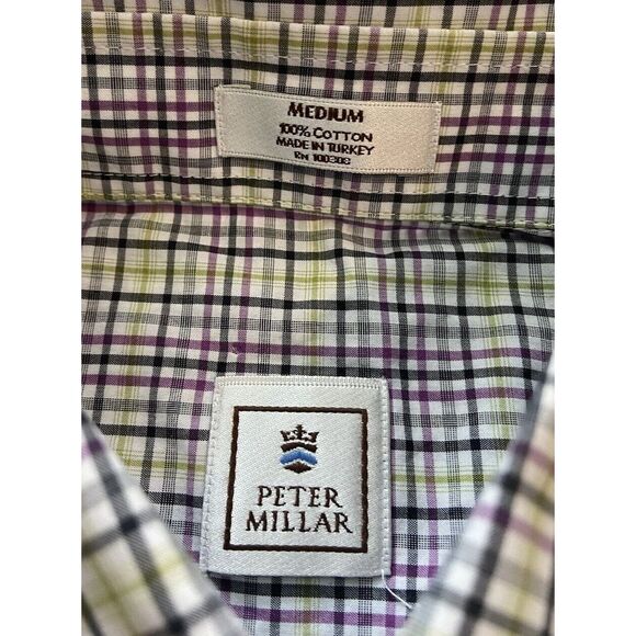 Peter Millar Mens Long Sleeve Button Up Cotton Plaid Shirt Medium - Picture 4 of 7